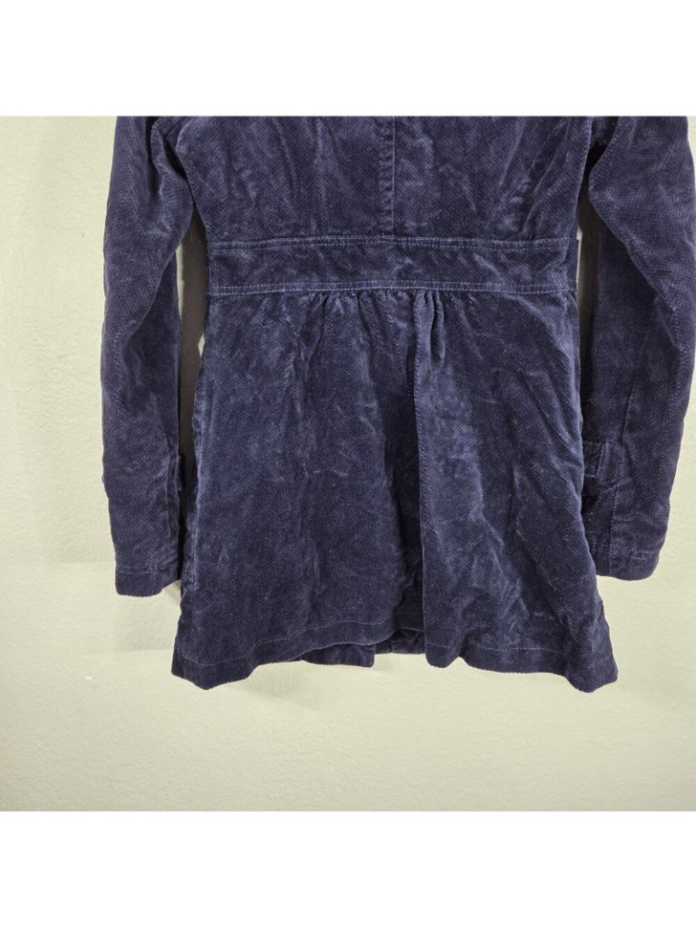Anthropologie Idra Navy Blue Corduroy Hooded Jacket Size 0 Floral Swirl Lining - Picture 12 of 16